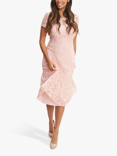Gina Bacconi Leanne Кружевное платье миди с пайетками, розовый