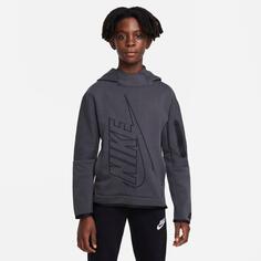 Пуловер с капюшоном из технического флиса Nike Sportswear для мальчиков, черный