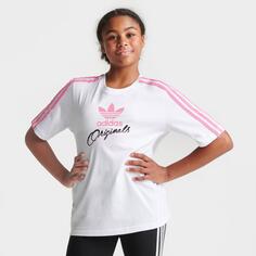 Футболка adidas Originals с надписью «Трилистник» для девочек, белый