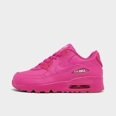 Кожаные повседневные туфли Nike Air Max 90 для маленьких детей для девочек, розовый