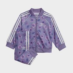 Спортивный костюм adidas Originals Superstar для младенцев и малышей с цветочным принтом, фиолетовый
