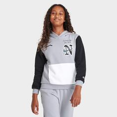 Высокий пуловер с капюшоном Nike Sportswear Club из флиса с галочкой для девочек, серый