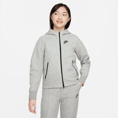 Толстовка из технического флиса с молнией во всю длину Nike Sportswear для девочек, серый