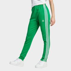 Женские спортивные брюки adidas Originals adicolor Classics Superstar с открытым подолом, зеленый