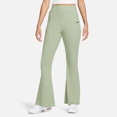 Женские широкие брюки из джерси в рубчик с высокой талией Nike Sportswear, зеленый