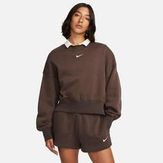 Женский свободный свитшот с круглым вырезом из флиса Nike Sportswear Phoenix, коричневый