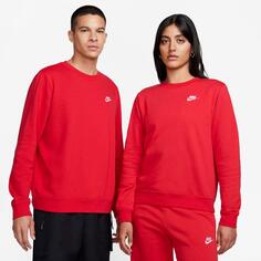 Женский флисовый свитшот с круглым вырезом Nike Sportswear Club, красный