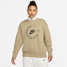 Женский свободный свитшот с круглым вырезом из флиса Nike Sportswear Phoenix, коричневый