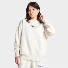 Женский флисовый свитшот большого размера с круглым вырезом Nike Sportswear Swoosh Life Phoenix, белый