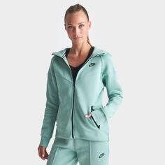 Женская худи с молнией во всю длину Nike Sportswear Tech Fleece Windrunner, зеленый