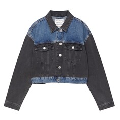 Джинсовая куртка Pull&amp;Bear Contrast Denim, черный/синий