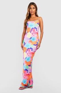 Платье макси с цветочными ремешками Boohoo, разноцветный