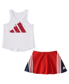 Майка для маленьких девочек и юбка с цветными блоками, комплект из 2 предметов adidas