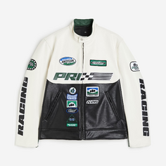 Куртка H&amp;M Regular Fit Motif-detail Racer, белый/зеленый H&M