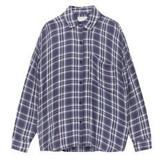 Рубашка Pull&amp;Bear Long Sleeve Check, темно-синий