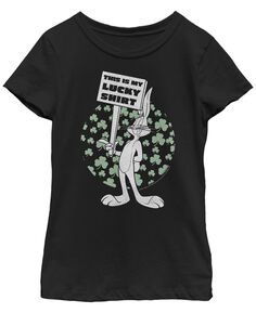 Рубашка «Луни Тюнз» для девочек «День Святого Патрика» «Багз Банни» Детская футболка «Это моя счастливица» Fifth Sun