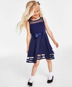 Платье из сетки с бантом и иллюзией для маленьких девочек Calvin Klein