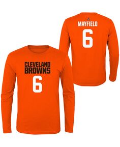 Футболка с длинным рукавом Big Boys Baker Mayfield Orange Cleveland Browns Mainliner, имя и номер игрока Outerstuff