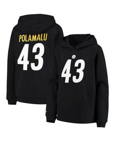 Черный пуловер с капюшоном Big Boys Troy Polamalu Pittsburgh Steelers с именем и номером игрока в отставке Mitchell &amp; Ness