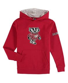 Пуловер с капюшоном и большим логотипом Big Boys Cardinal Wisconsin Badgers Stadium Athletic