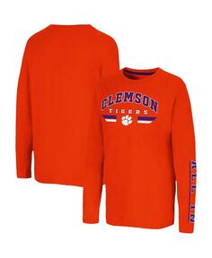 Оранжевая футболка Big Boys Clemson Tigers Tornado Reef 2-Hit с длинными рукавами Colosseum
