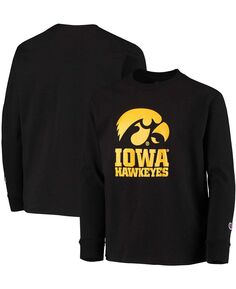 Черная футболка с длинными рукавами Big Boys Iowa Hawkeyes Lockup Champion