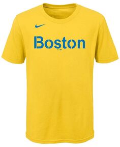 Золотая, голубая футболка Big Boys Boston Red Sox 2021 City Connect с надписью Nike