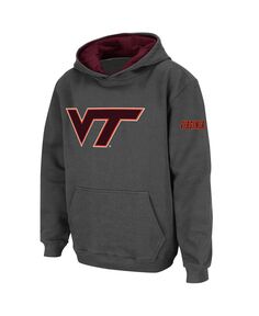 Темно-серый пуловер с капюшоном и большим логотипом Big Boys Virginia Tech Hokies Stadium Athletic