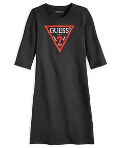 Платье-футболка с треугольными рукавами и длинными рукавами для больших девочек GUESS