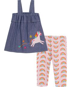 Туника-майка для маленьких девочек и леггинсы-капри с принтом, комплект из 2 предметов Kids Headquarters