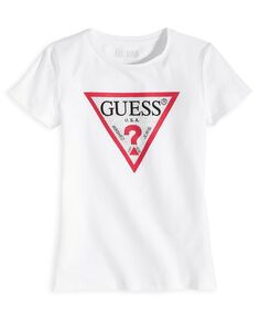 Футболка с треугольным логотипом и стразами Big Girls GUESS