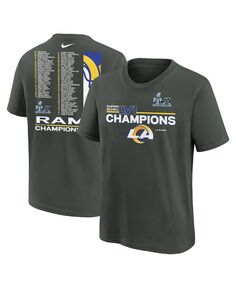 Антрацитовая футболка Big Boys Los Angeles Rams Super Bowl LVI Champions Roster Nike