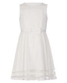 Платье из сетчатой ​​ткани с бантом спереди для маленьких девочек Calvin Klein