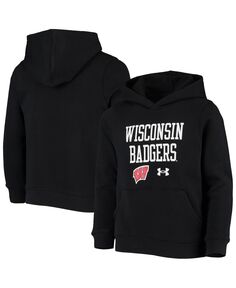 Черный пуловер с капюшоном на весь день Big Boys Wisconsin Badgers Under Armour