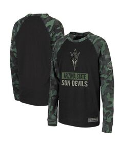 Черная камуфляжная футболка Big Boys Sun Devils OHT с принтом реглан в стиле милитари и длинными рукавами штата Аризона Colosseum
