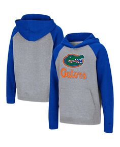 Пуловер с капюшоном реглан серого цвета с логотипом Royal Florida Gators для больших мальчиков и девочек Colosseum