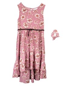 Платье с цветочным принтом для больших девочек и соответствующий комплект резинок для волос Emerald Sundae