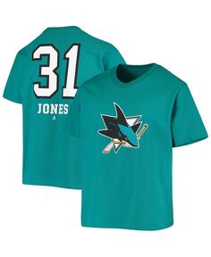 Бирюзовая футболка с именем и номером команды Big Boys Martin Jones San Jose Sharks Underdog Fanatics