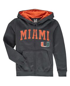 Темно-серый худи с молнией во всю длину и аркой Big Boys Miami Hurricanes с аппликацией и логотипом Stadium Athletic