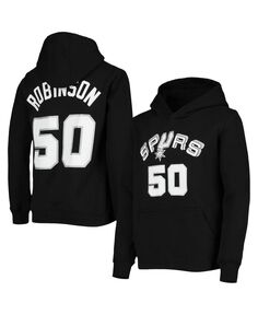 Черный пуловер с капюшоном Big Boys David Robinson San Antonio Spurs из твердой древесины с именем и номером Mitchell &amp; Ness