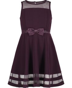 Платье из сетчатой ​​ткани с бантом спереди для маленьких девочек Calvin Klein