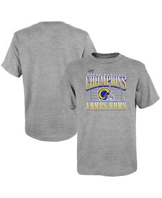 Футболка с логотипом Big Boys Heather Grey Los Angeles Rams Super Bowl LVI Champions Game Plan Hometown Fanatics