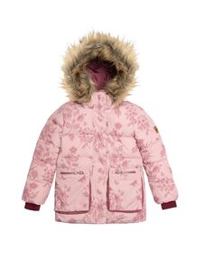 Пуховая куртка для девочек, розовый винтажный цветочный принт - детский Deux par Deux