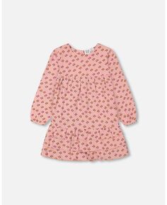 Муслиновое платье с длинными рукавами и оборками для девочек с принтом розовых тюльпанов – для малышей|детей Deux par Deux