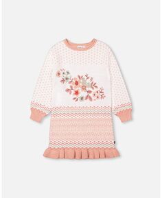 Платье-свитер жаккардовой вязки для девочек, белый цвет - для малышей|детей Deux par Deux