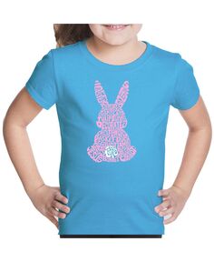 Футболка с рисунком Word Art для большой девочки — Пасхальный кролик LA Pop Art