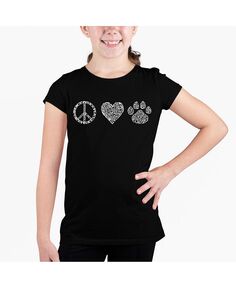 Футболка с надписью «Word Art» для большой девочки — Peace Love Cats LA Pop Art
