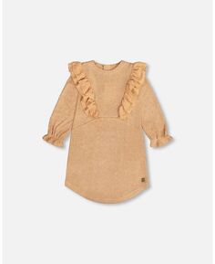 Легкое бархатное платье для девочки с шифоновыми оборками, сверкающее золото – для малышей|детей Deux par Deux