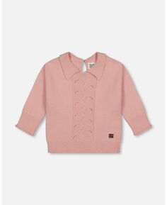 Вязаный свитер с рукавами до локтя для девочек, розовый - детский Deux par Deux