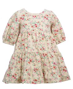 Многоярусное трикотажное платье из хлопка и спандекса для маленьких девочек с рукавами три четверти Bonnie Jean